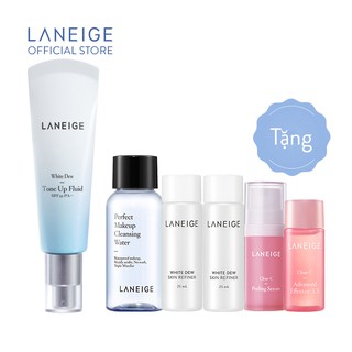 Sữa dưỡng trắng và nâng tông da Laneige White Dew Tone-Up Fluid Cream 50ml + Tăng bộ sản phẩm dưỡng trắng da