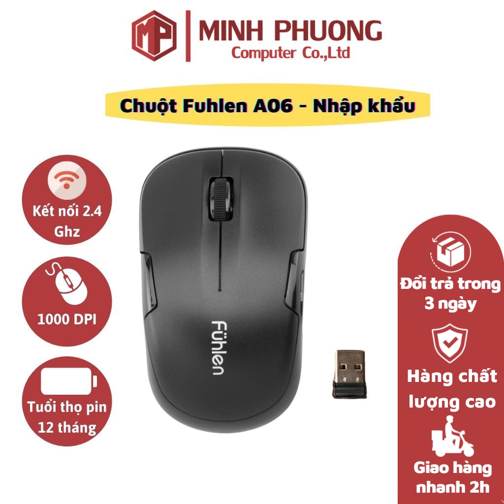 Chuột không dây Fuhlen A06 nhập khẩu - Bảo hành 24 tháng đổi mới