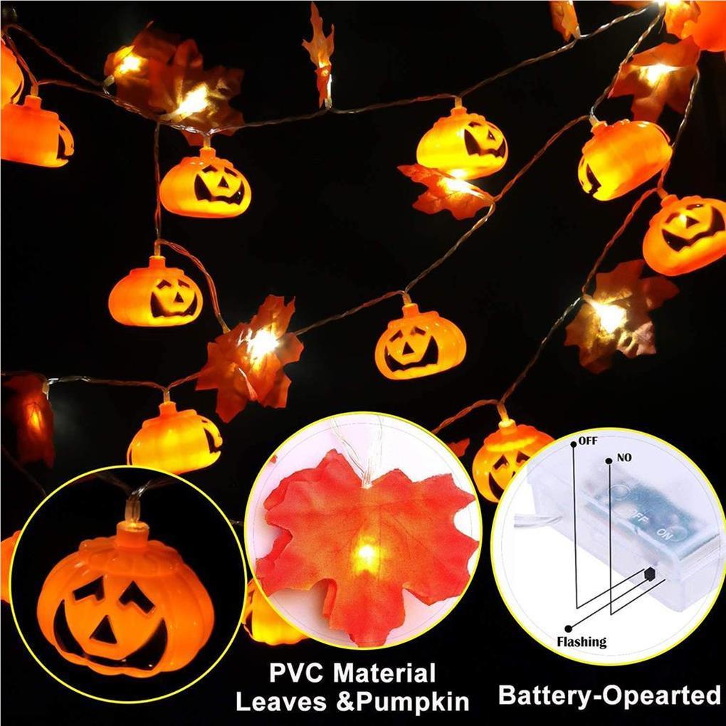 [doublelift Vn] Dây Đèn LED Hình Lá Phong Mùa Thu Kèm Quả Bí Ngô Trang Trí Lễ Tạ Ơn Mùa Halloween