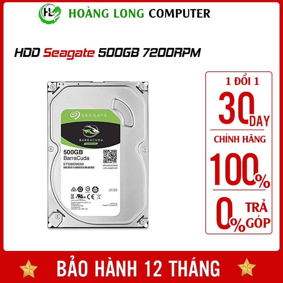 Ổ Cứng PC HDD Seagate 500GB 3.5 inch 7200RPM, SATA3 6GB/s, 16MB Cache(NEW 99%)- Bảo Hành 12 Thàng 1 Đổi 1