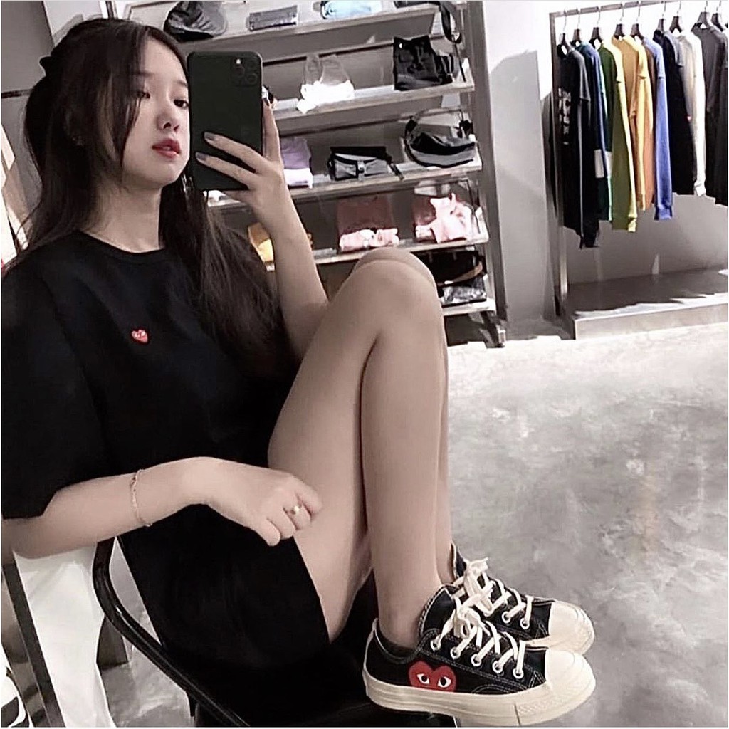 ( 𝙃𝙖̀𝙣𝙜 𝙍𝙚𝙖𝙡 ) Giày Conversse Chuck70s x CDG Cao &Thấp Cổ Màu Black/White