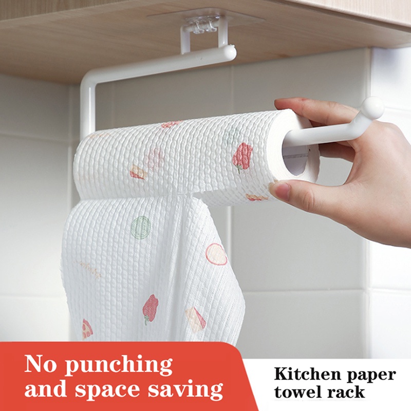 Giá Treo Khăn Giấy Cuộn 3 Móc Bằng Kim Loại Tiện Dụng Cho Nhà Bếp