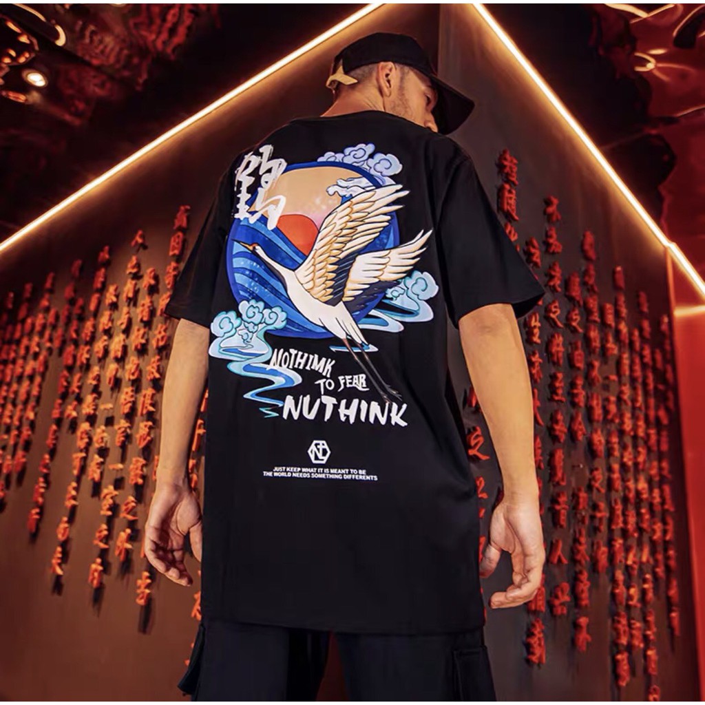 Áo Thun Tay Lỡ MH.CLOTHING Áo Phông Form Rộng NUTHINK HẠC Unisex Nam Nữ Dưới 75kg