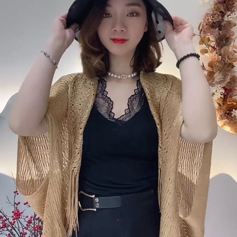 [Aishang Đẹp Phụ Kiện Đẹp] Áo Khoác Cardigan Dệt Kim Mỏng Dáng Rộng Họa Tiết Lưới Rỗng Cao Cấp Thời Trang Mùa Hè