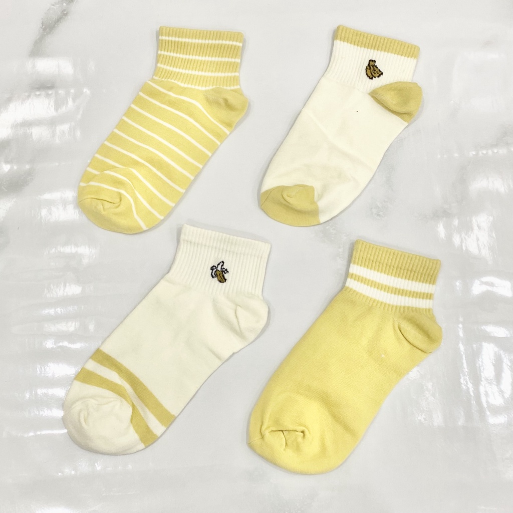 ẢNH THẬT  Tất - vớ nữ cổ cao họa tiết màu vàng dễ thương, xinh xắn Jelishop
