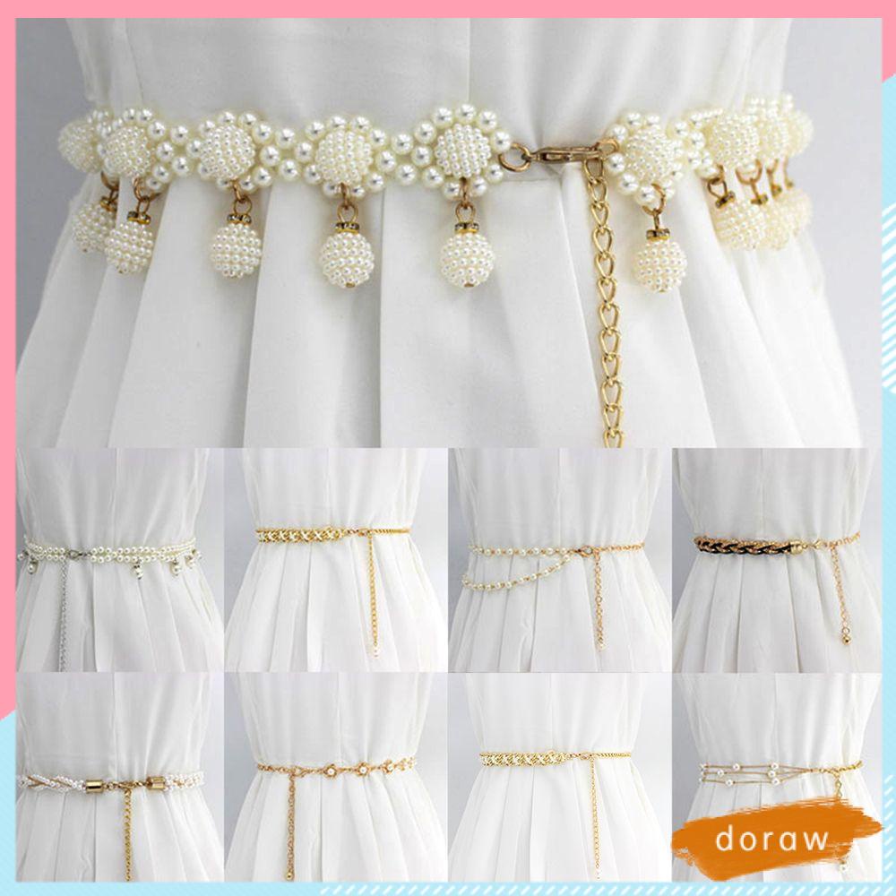 Thắt lưng dây mỏng đính ngọc trai thời trang thanh lịch cho nữ