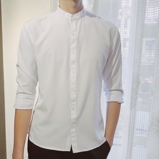 Áo sơ mi nam dài tay áo kiểu công sở đẹp hàn quốc Sơ mi nam cổ tàu Màu Trắng LSM0029
