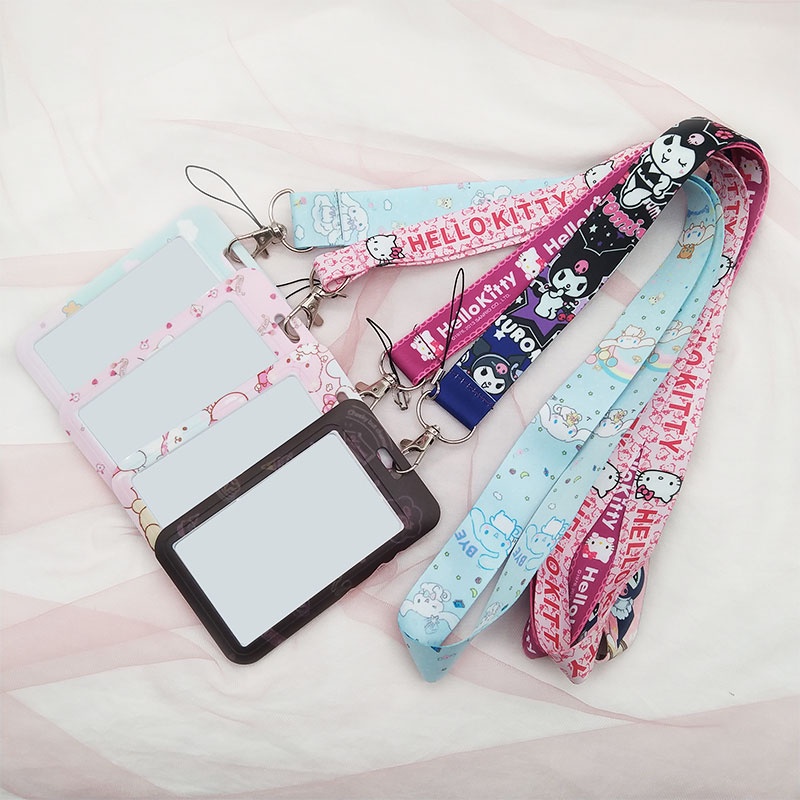 Dây Đeo Cổ 4 Kiểu Dáng hello kitty kuromi cinnamoroll Có Móc Khóa Đựng Thẻ id Bằng Nhựa