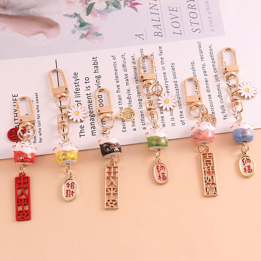 Móc Khóa Hình Mèo May Mắn Nhật Bản Dễ Thương Chống Thất Lạc Kèm Dây Đeo Điện Thoại / Móc Khóa
