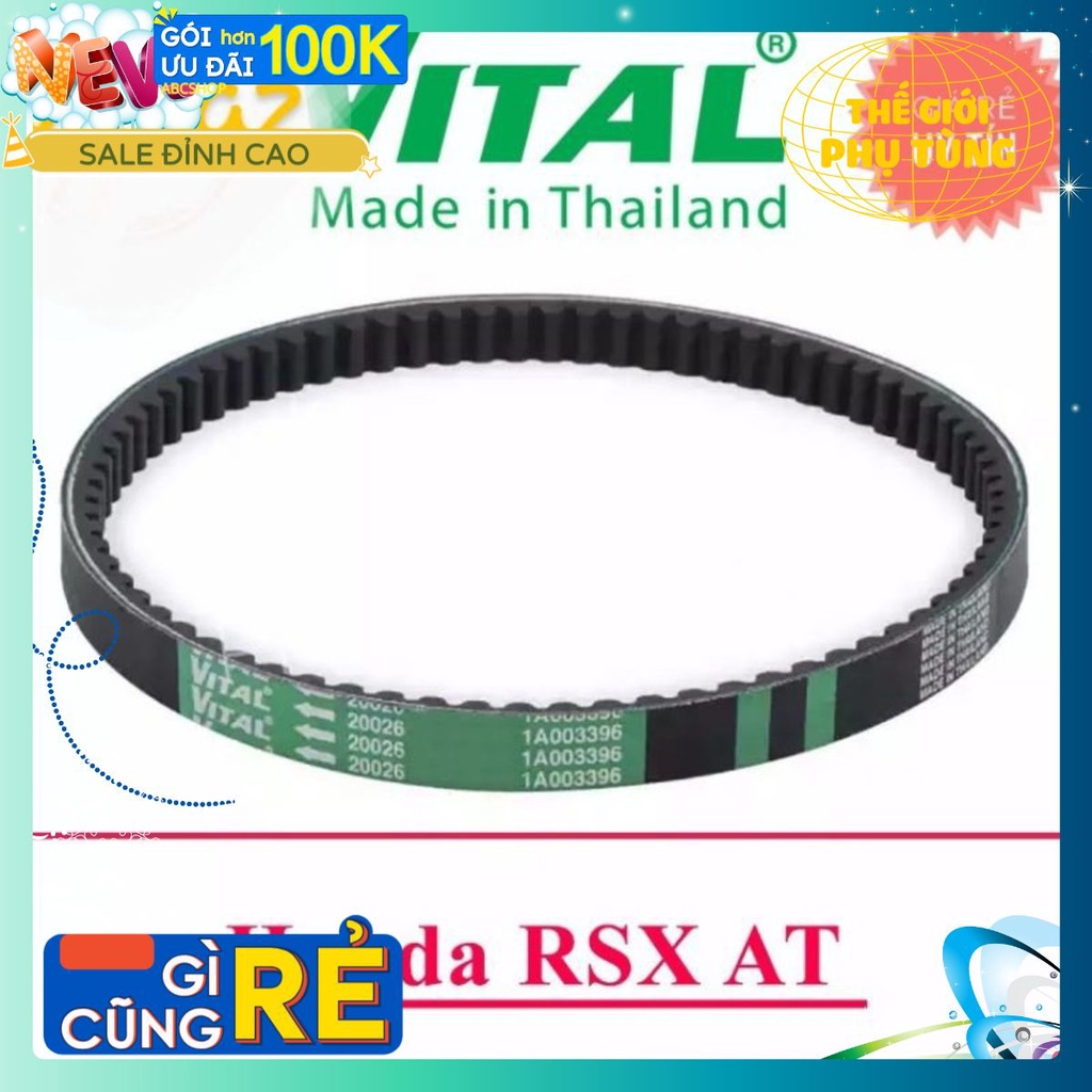 dây curoa RSX AT hãng Vital Thái cho xe máy Honda Wave (dây đai chính hãng Thái Lan)