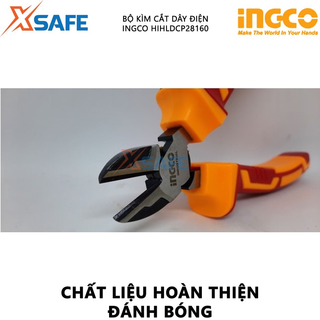 Kìm cắt cách điện INGCO HIHLDCP28160 | kìm cách điện Chiều dài kìm 6&quot; (160mm) Tay cầm cách điện lên đến 1000V cắt