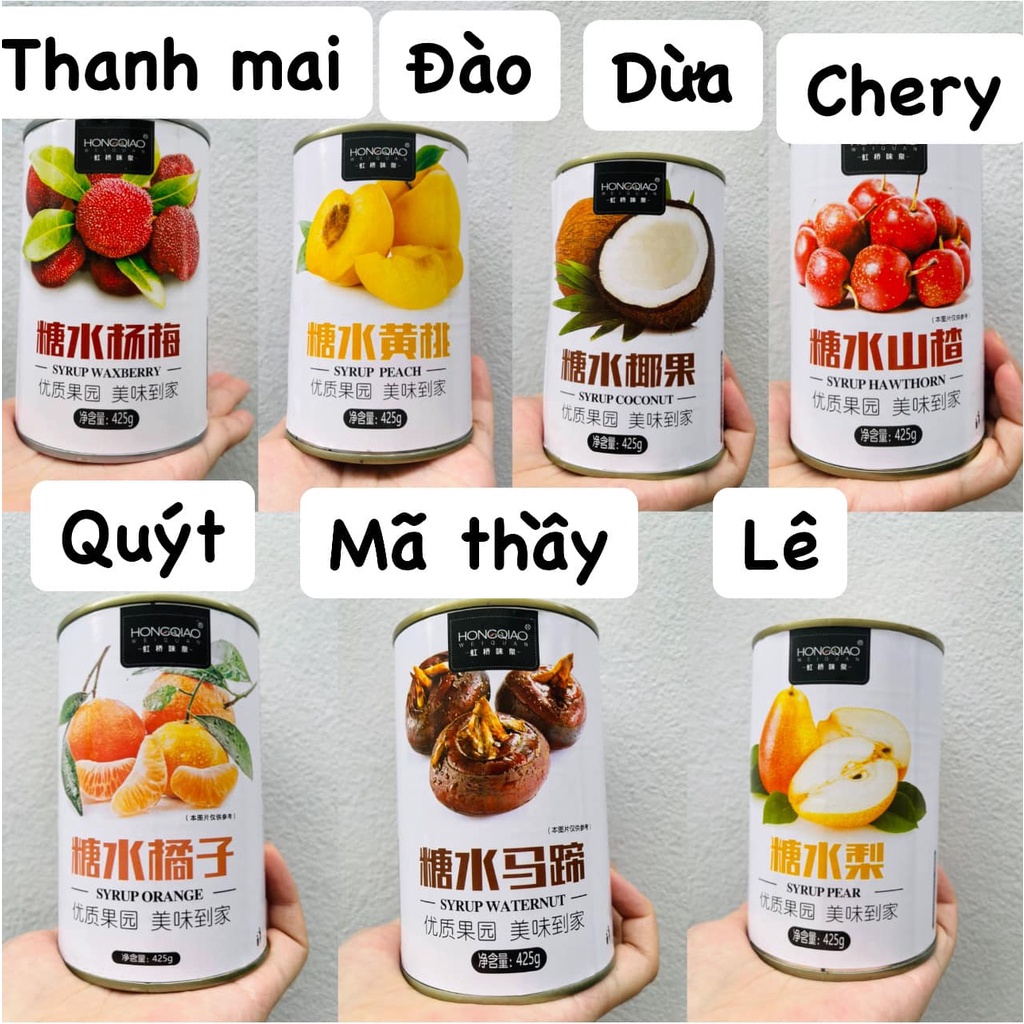 ĐÀO NGÂM,HOA QUẢ NGÂM HONQUIAO 425G ĐỦ VỊ