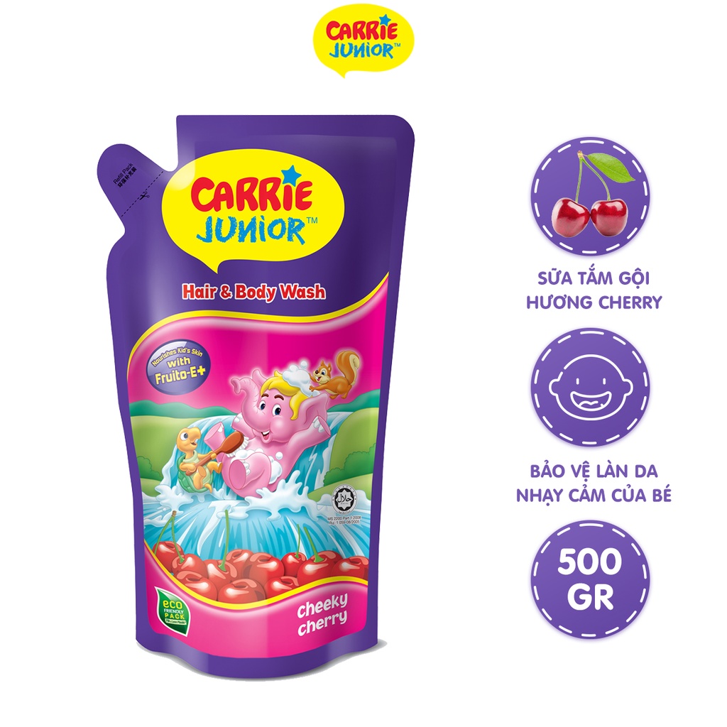 [GIFT MEBERSHIP] Túi Sữa Tắm Gội Carrie Junior Hương Cheeky Cherry 500G