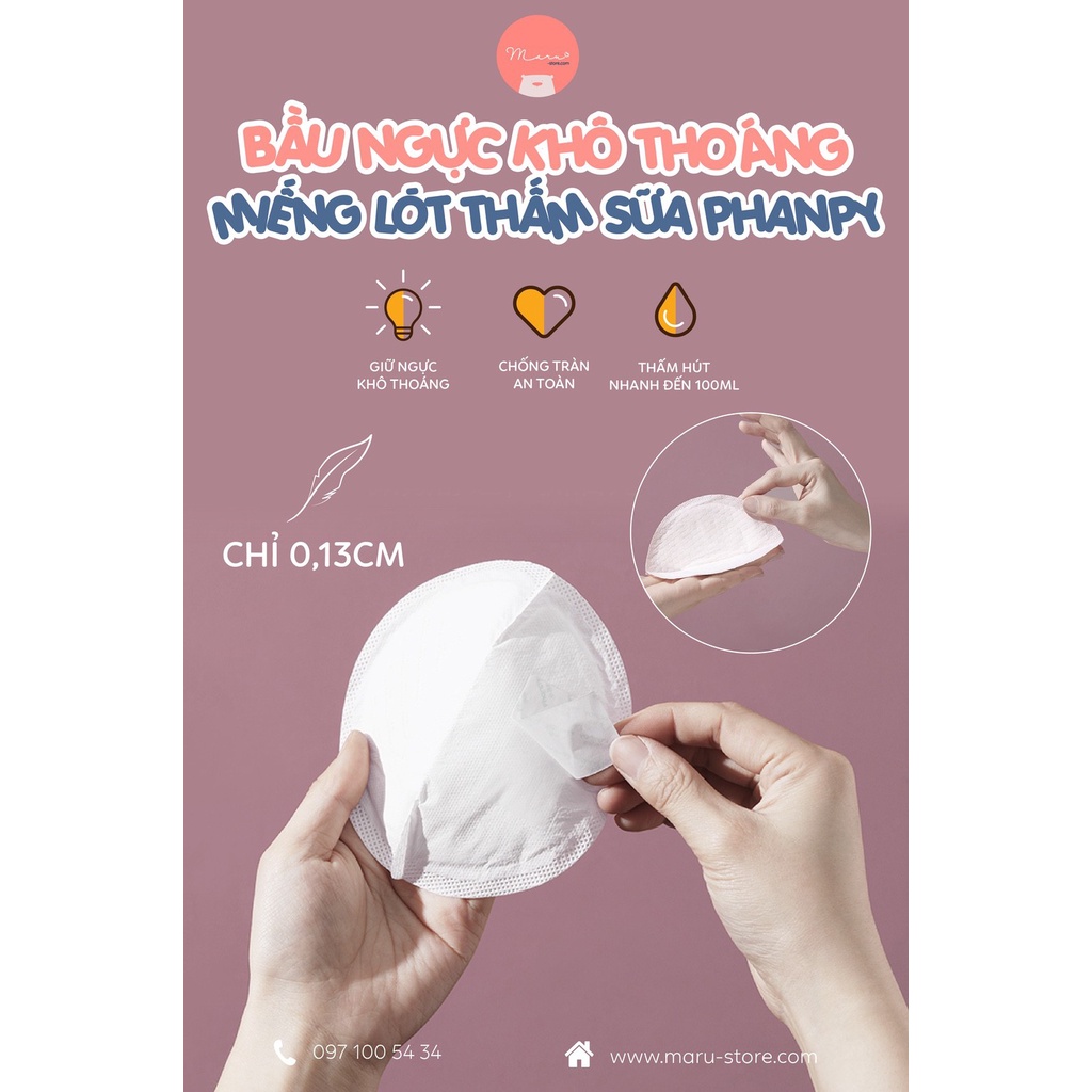 [Có sẵn] Tấm lót thấm sữa siêu mỏng (hộp 100 miếng) PHANPY