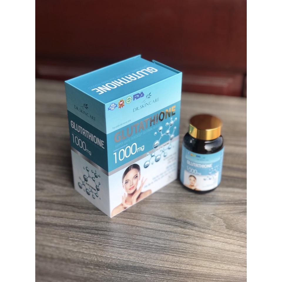 Viên uống trắng da Glutathione 1000mg, viên uống glutathione mịn da tự tin tỏa sáng - Hộp 30 Viên