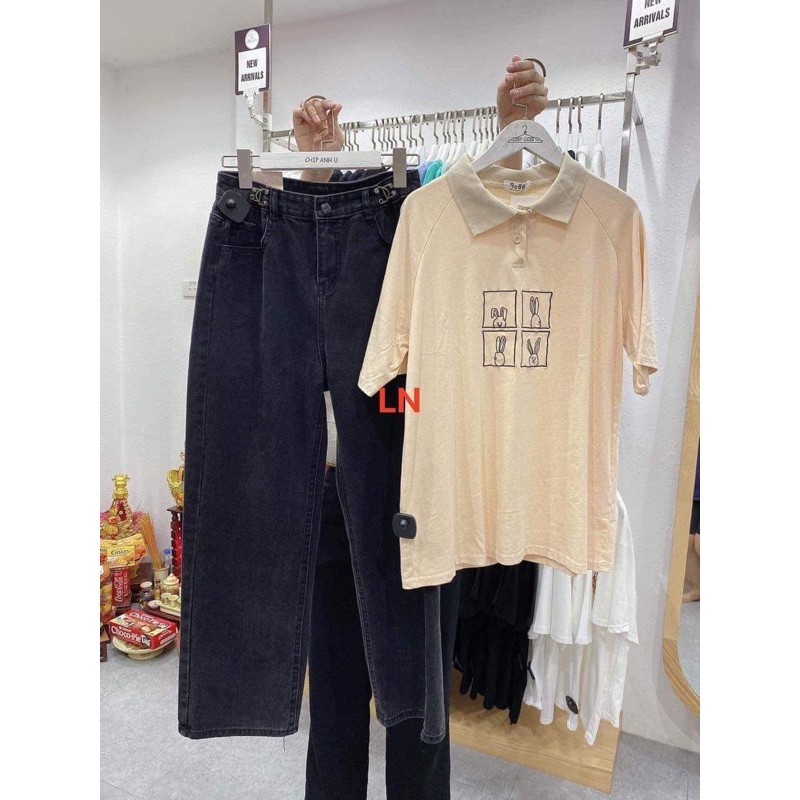 Áo polo bốn ô vuông con thỏ LN11