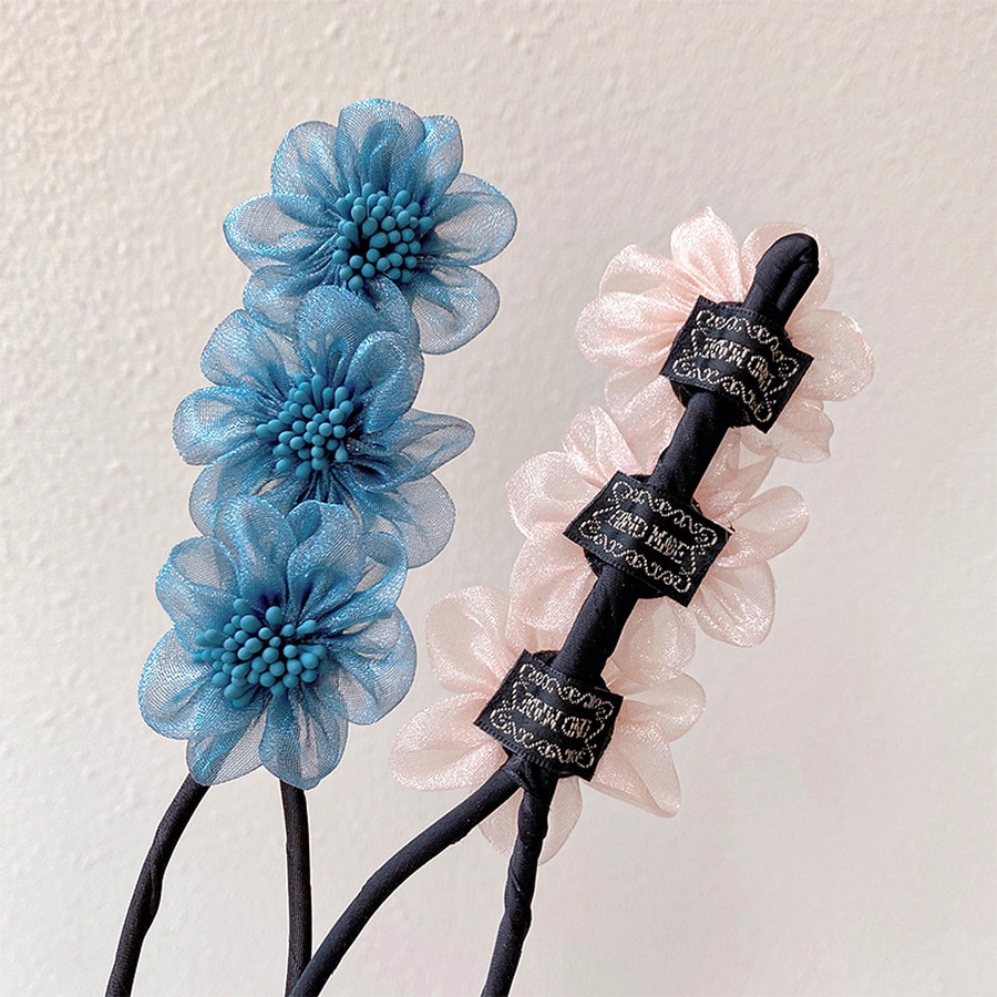 Dây búi tóc co giãn họa tiết hoa phong cách Hàn Quốc đáng yêu cho nữ