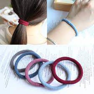 PKT712024 - Sỉ 10 buộc tóc trơn đen đơn giản nhiều màu dễ cột