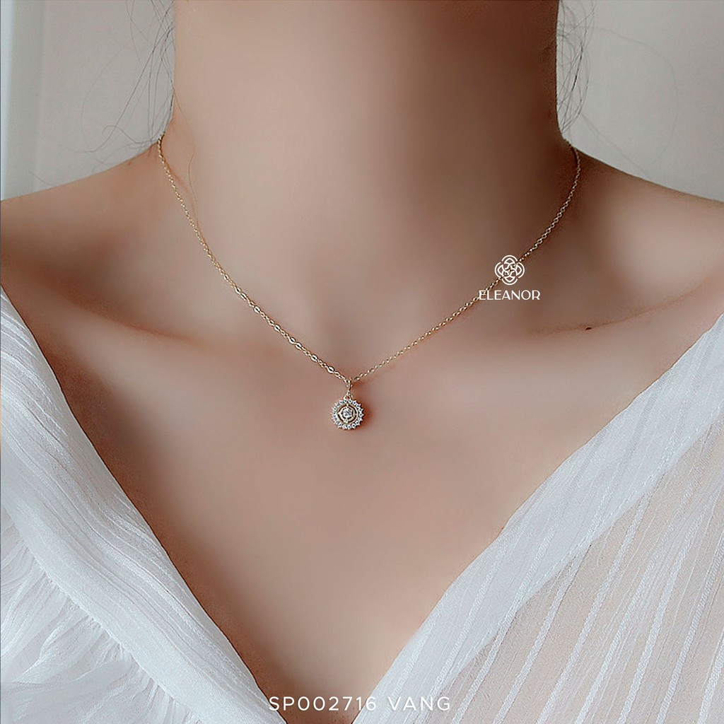 [Mã FARSBR241 giảm 15k đơn 0đ] Dây Chuyền Bạc Eleanor Mạ Vàng 14K Mặt Tròn Đính Hạt Siêu Xinh - SP02716