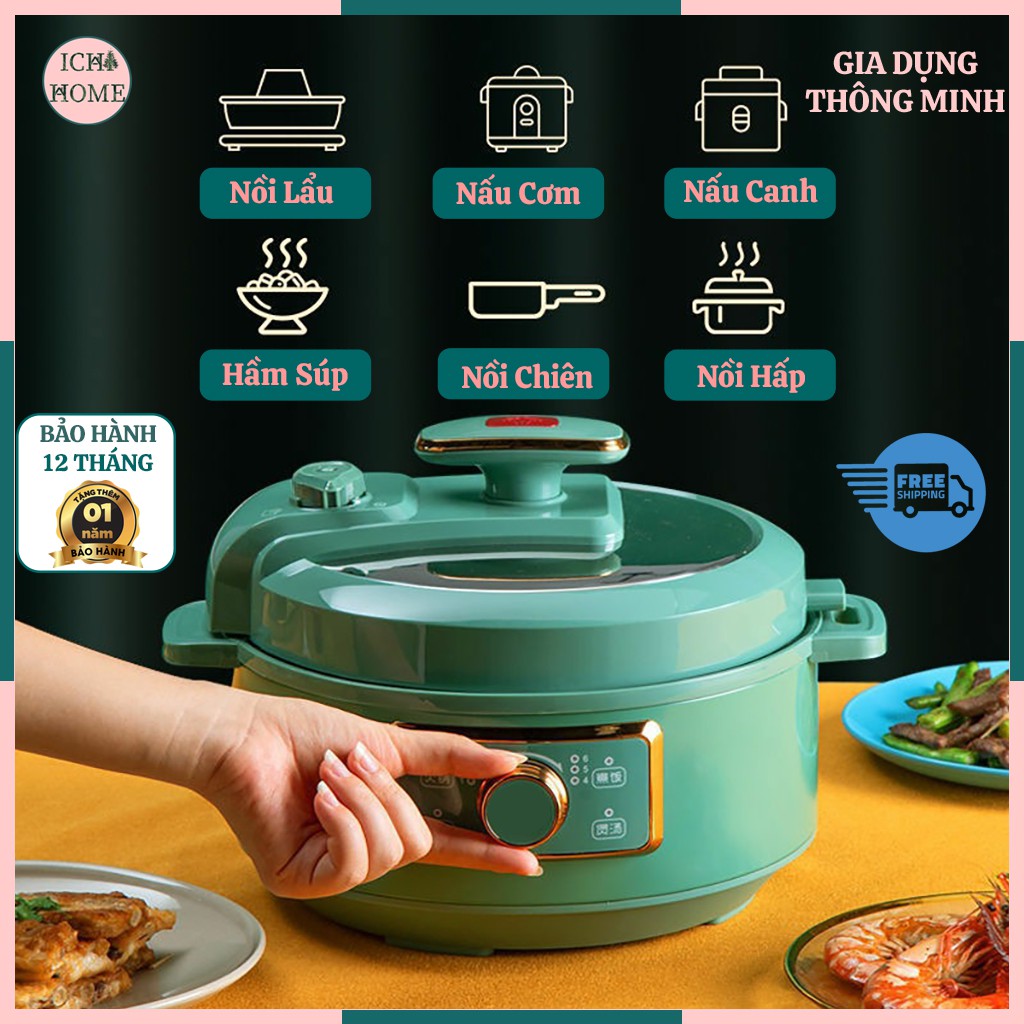 Nồi Nấu Điện Đa Năng, Đun Áp Suất, Nấu Lẩu Chống Dính Có Dung Tích 3L Hàng Nội Địa Cao Cấp Đa Chức Năng Bảo Hành 6 Tháng