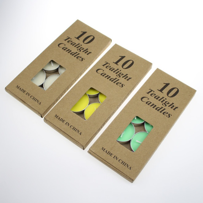 Hộp 10 Nến Viên Tròn TeaLight Nhiều Màu Sắc