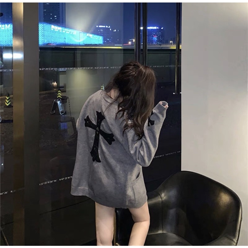Áo cardigan len thêu Chrome Heart