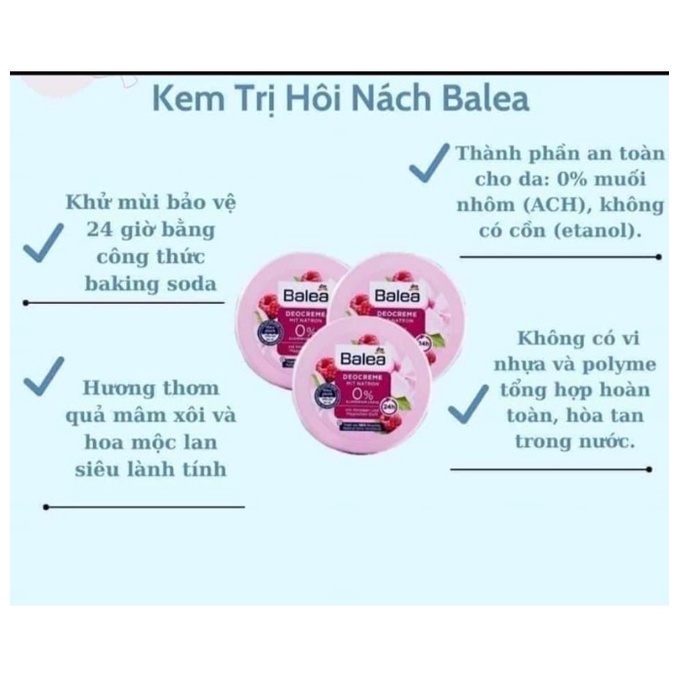 [CHE TÊN] Kem khử &amp; ngăn mùi hôi nách Balea Deocreme Đức với baking soda 50ml - Shop Viloet