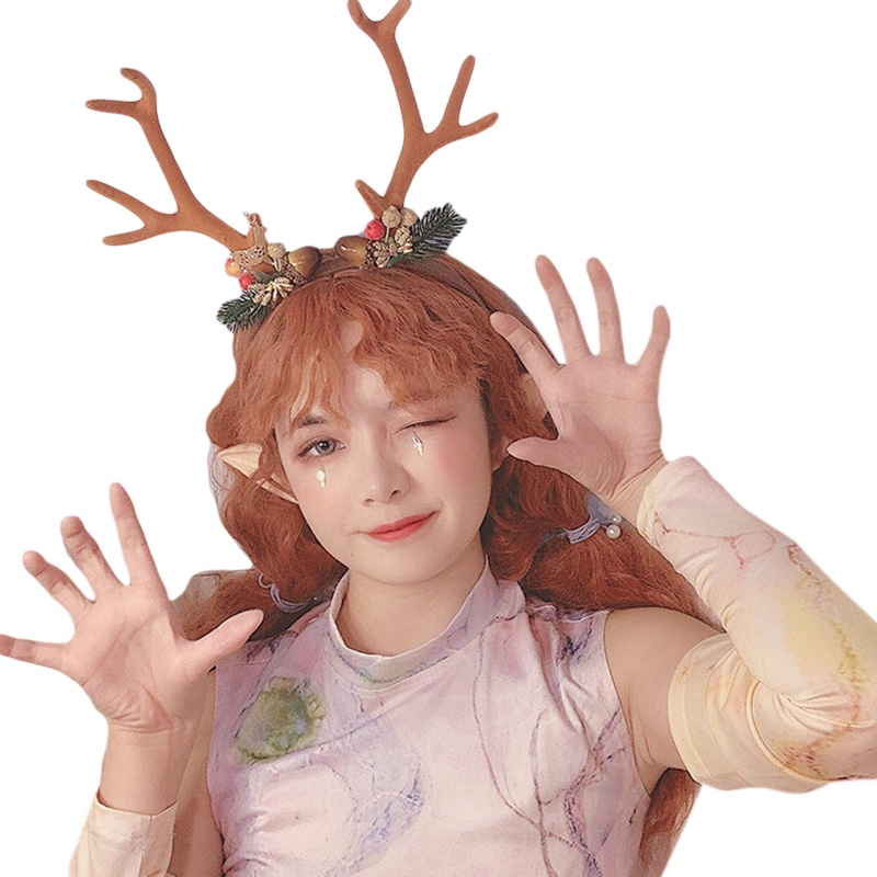 Băng Đô Cài Tóc Hình Sừng Tuần Lộc Bằng Acrylic Dễ Thương Cho Nữ