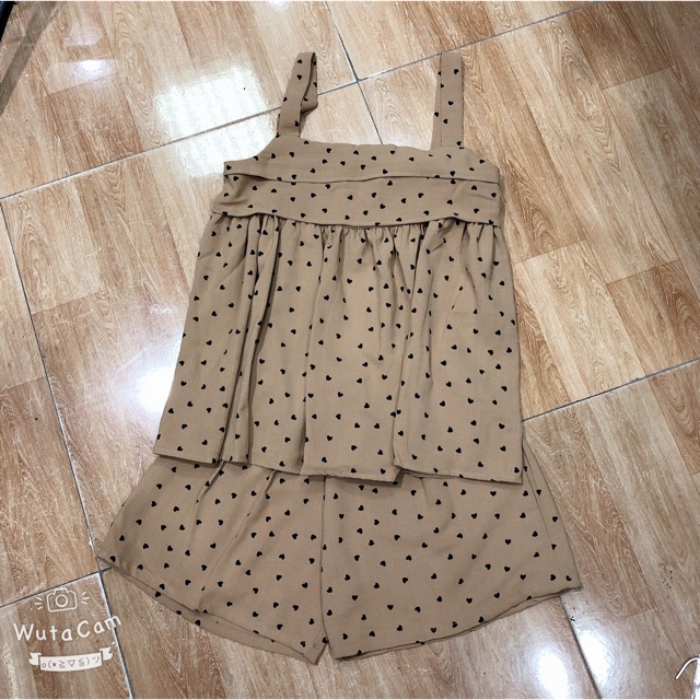 Set 2 dây chấm bi màu be