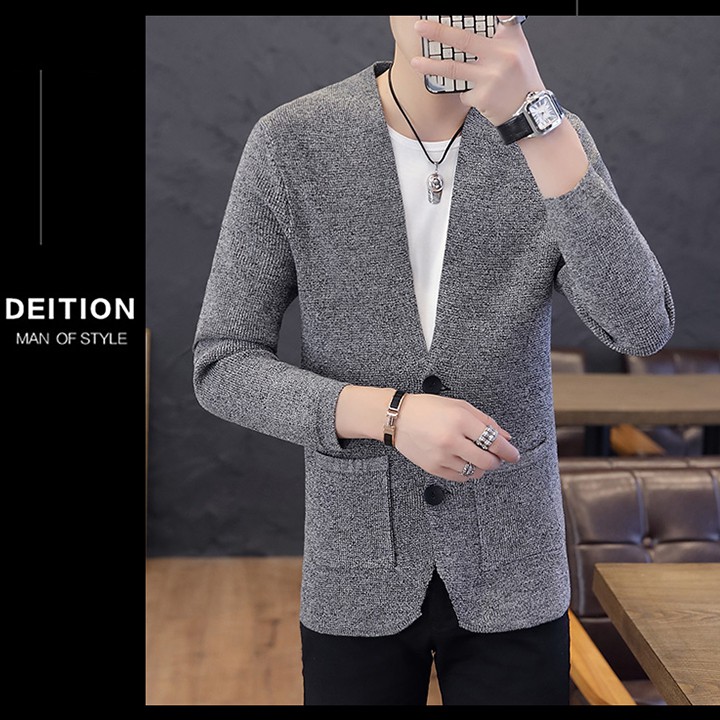 Áo khoác cardigan nam len dệt kim dày đẹp form chuẩn phối túi đẹp mẫu mới 2020 - AK1905