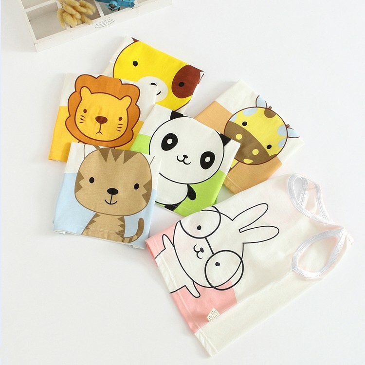 ÁO BA LỖ TRẮNG IN HÌNH ĐỘNG VẬT DỄ THƯƠNG CHO BÉ TRAI BÉ GÁI 8-18Kg