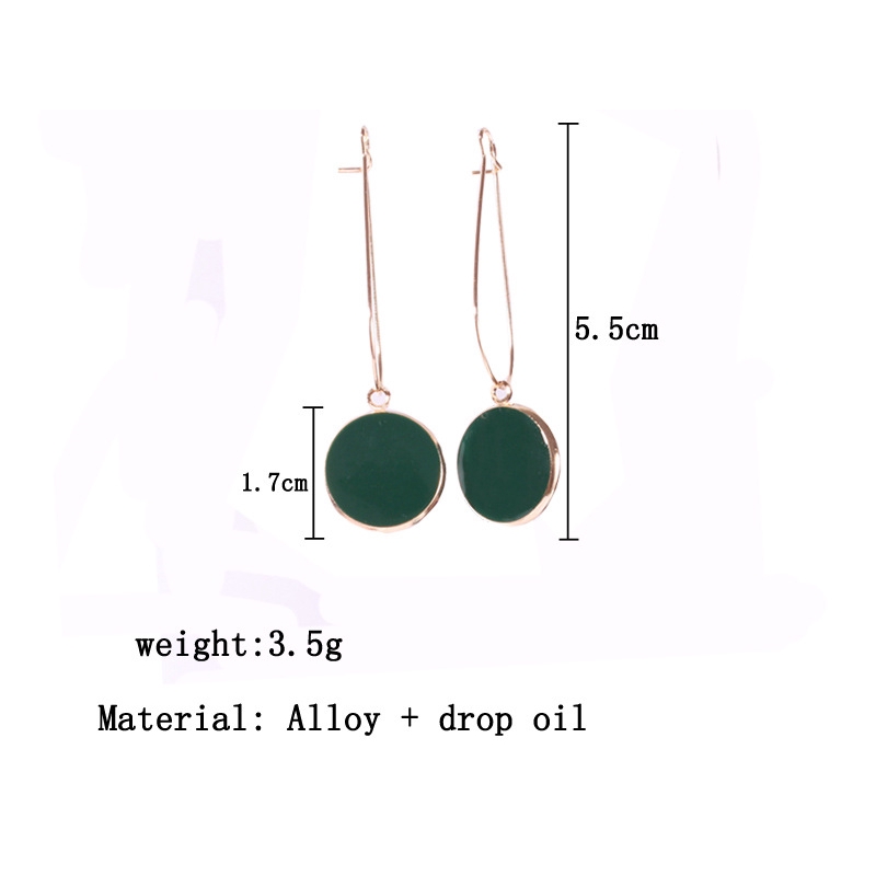 Simple Green Circle Earrings Personality Earrings Small Fresh Girl Heart Earrings Earrings Jewelry Accessories Korea Dangling Earrings Round Earrings