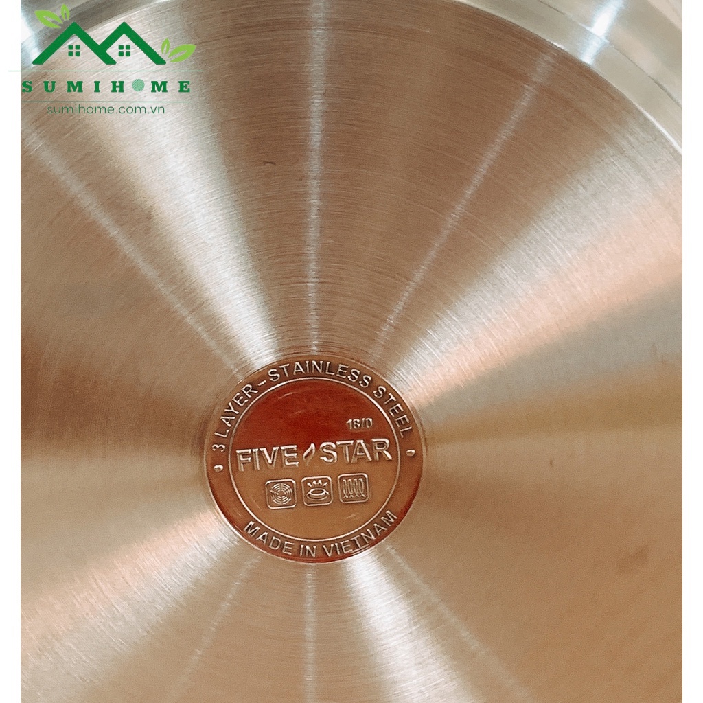 NỒI LUỘC GÀ FIVESTAR INOX 430 nắp kính , 3 đáy dùng bếp từ, hồng ngoại,gas - SUMIHOME