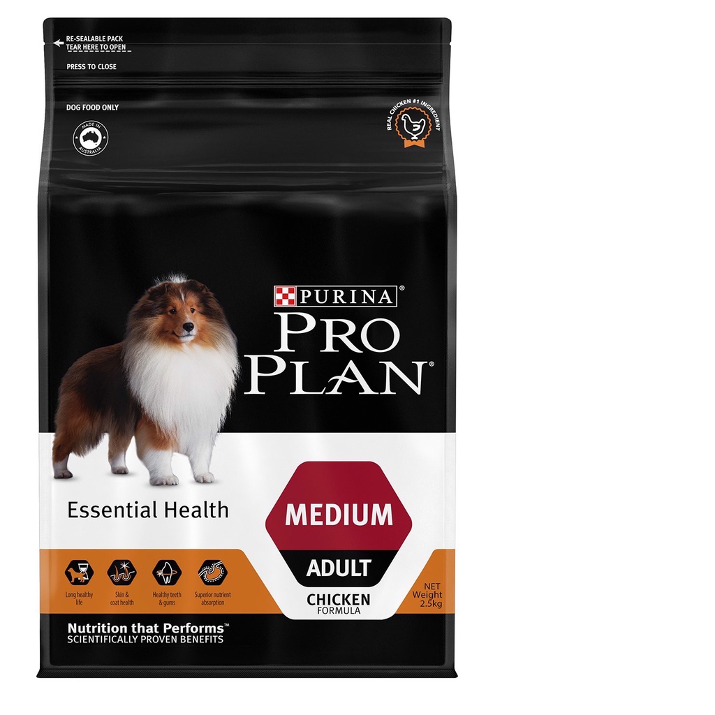 2.5kg Hạt khô cho chó trưởng thành cỡ nhỡ Purina Pro Plan adult dog medium chicken formula