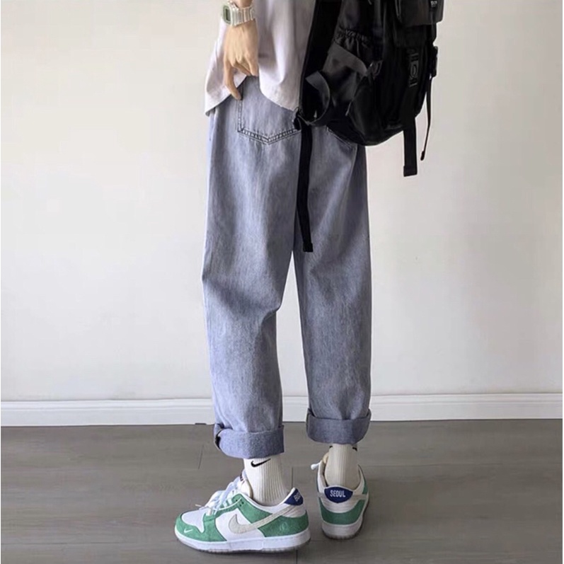 Quần bò, jean baggy nam, xanh + đen, ống suông rộng TR01, Style hàn quốc | BigBuy360 - bigbuy360.vn