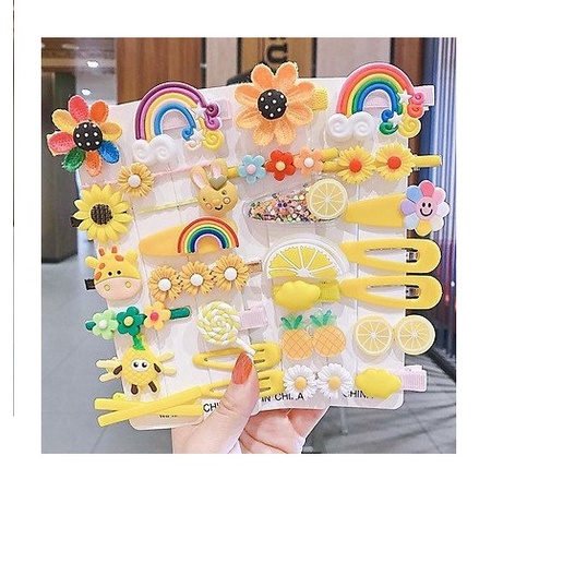 Set Kẹp Tóc 14 Món Nhiều Hình Kute Cho Bé Gái siêu cute, dễ thương