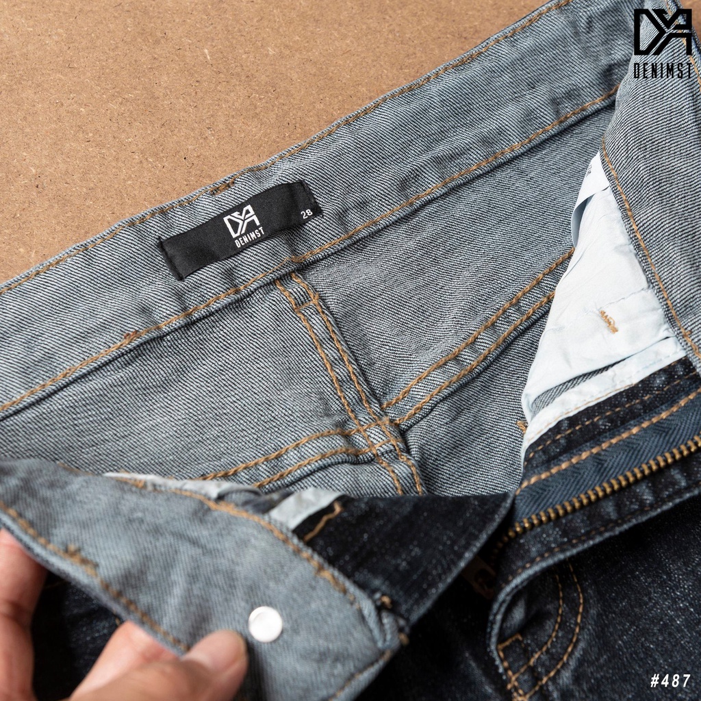 Quần jean nam xanh đậm trơn slim fit, quần bò nam đẹp DENIMST 487 | BigBuy360 - bigbuy360.vn