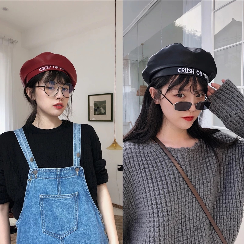 Nón Beret Bằng Da Pu Phong Cách Cổ Điển Dành Cho Nữ