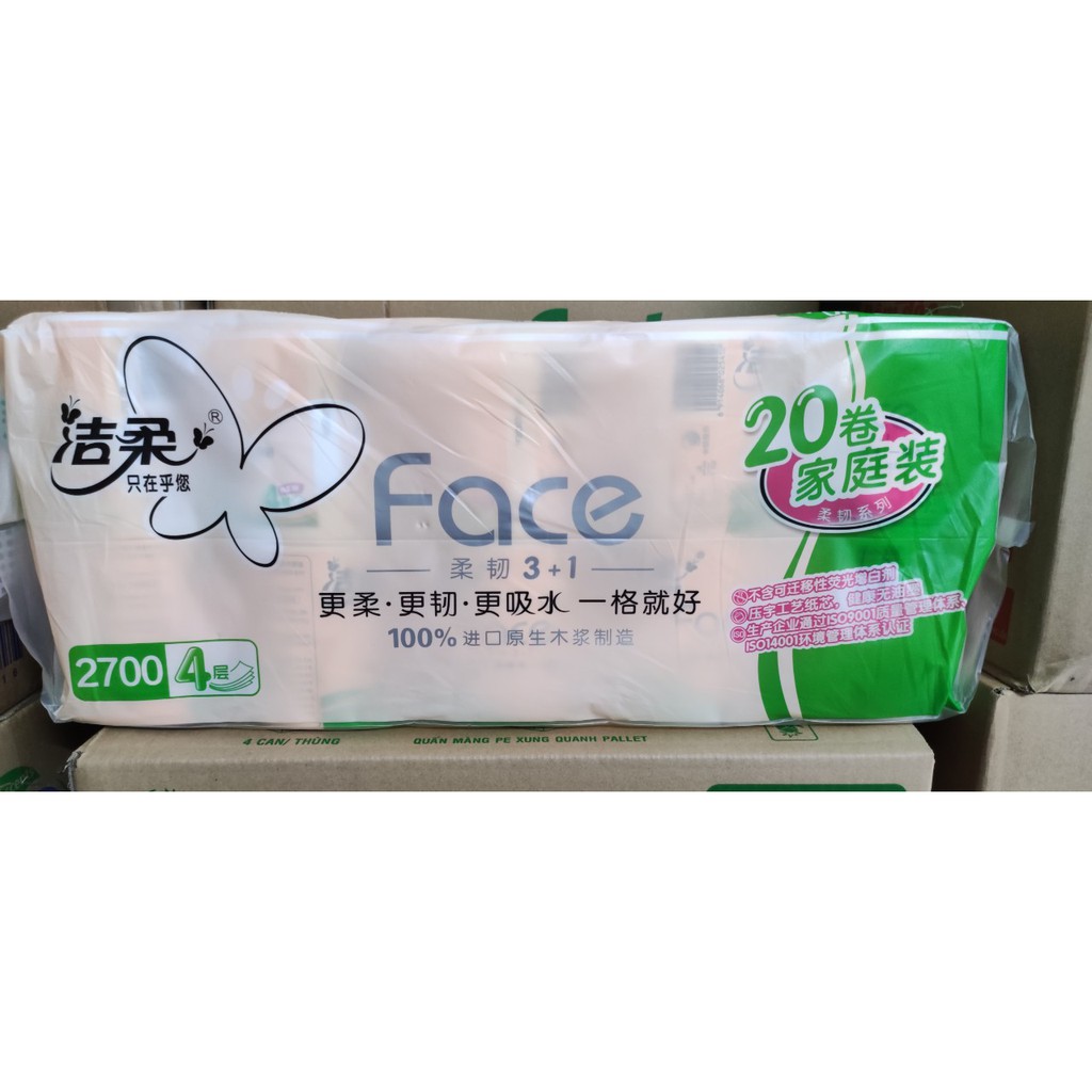 Lốc 20 cuộn giấy vệ sinh Face Hồng cao cấp - giấy 4 lớp