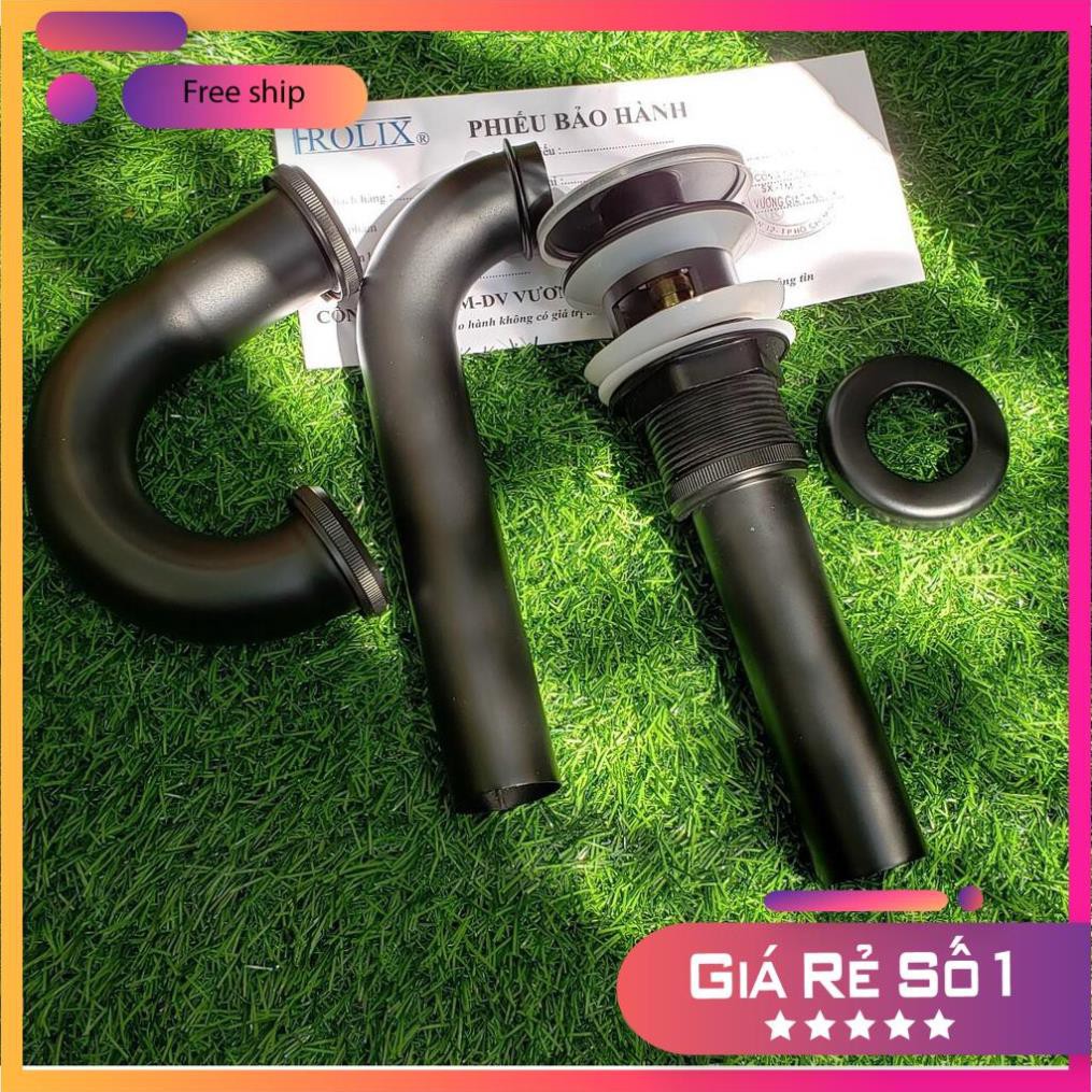 bộ xả lavabo đen có xả tràn, không xả tràn - hàng cao cấp của tây ba nha