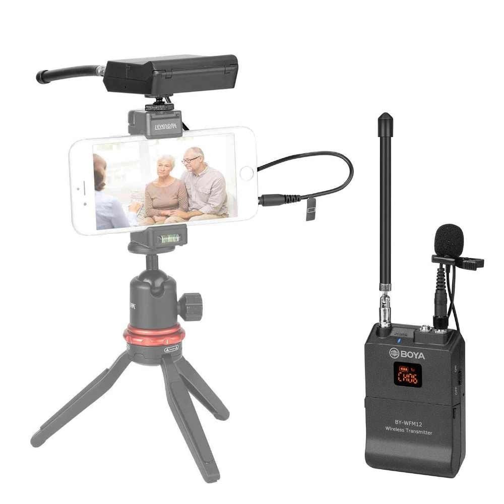 Micro không dây VHF cho máy ảnh, máy quay và điện thoại - Mic thu âm không dây BOYA BY-WFM12