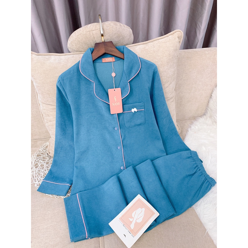 Bộ đồ Pijama mặc nhà SAM. SET đồ nhung tăm cao cấp, thiết kế dáng dài , kiểu dáng trơn đơn giản, siêu dễ mặc | BigBuy360 - bigbuy360.vn