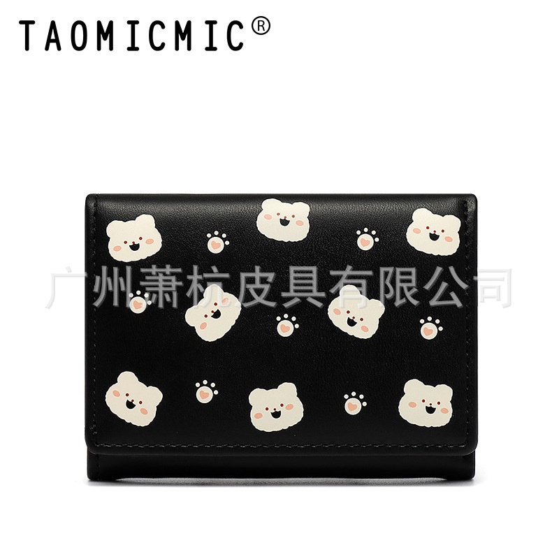 Ví Da Pu Gập Ba Thiết Kế Đơn Giản Họa Tiết Hoạt Hình Đáng Yêu Thời Trang Cho Nữ