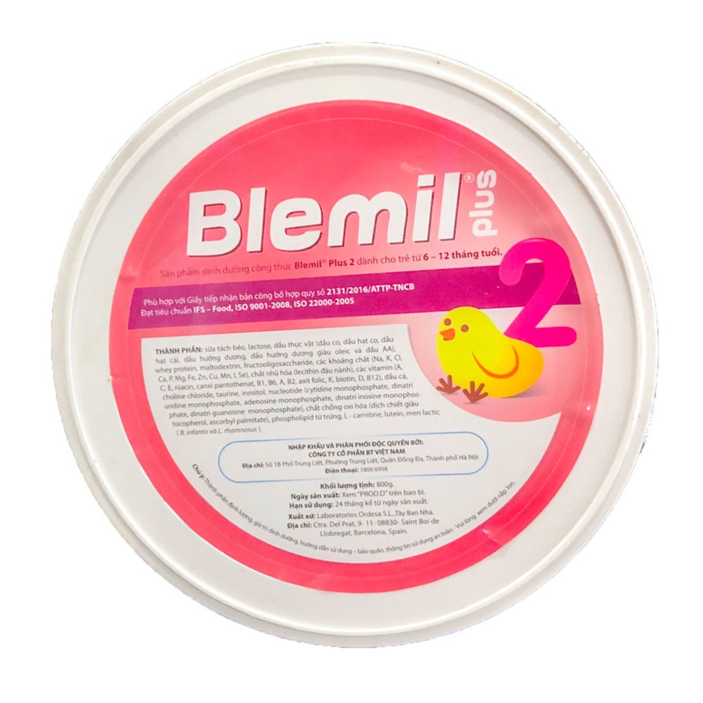 [CHÍNH HÃNG] Sữa Bột Blemil Plus 2 - Hộp 800g