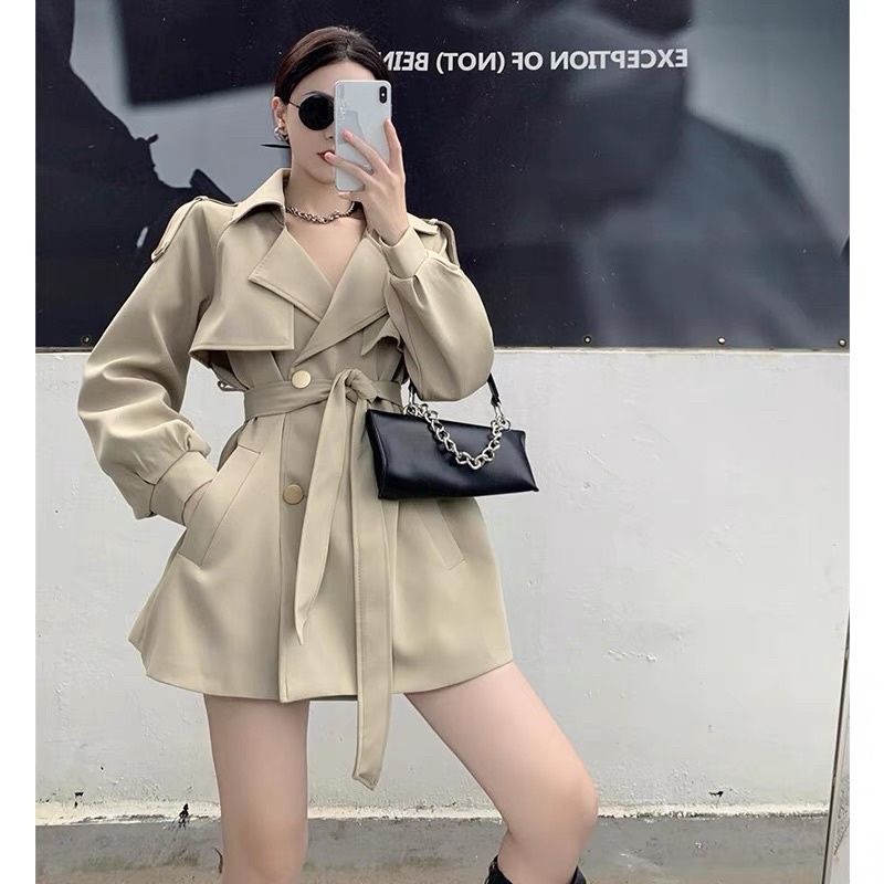 SẴN ĐEN Áo mangto dáng lừng kèm đai (ảnh thật cuối) | BigBuy360 - bigbuy360.vn