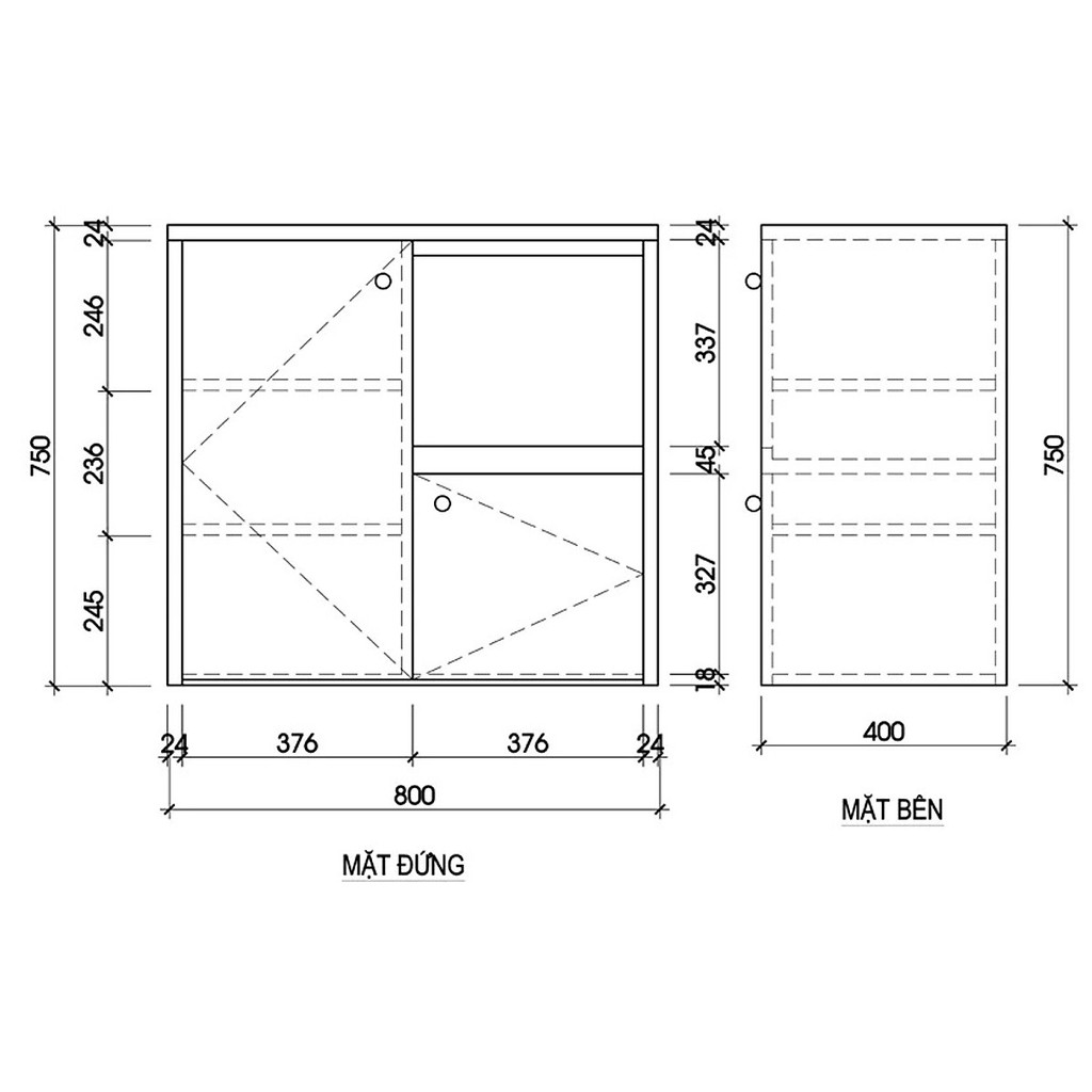 Tủ bếp gỗ để đồ dụng cụ nhà bếp nhỏ gọn, tiện lợi 80cm (TB-22)