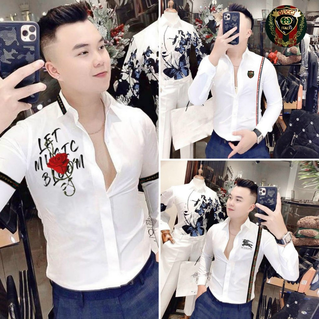 💥Áo sơ mi nam dài tay ❤️FREESHIP❤️ áo sơ mi trắng kiểu hàn quốc họa tiết đẹp chất lụa thoáng mát