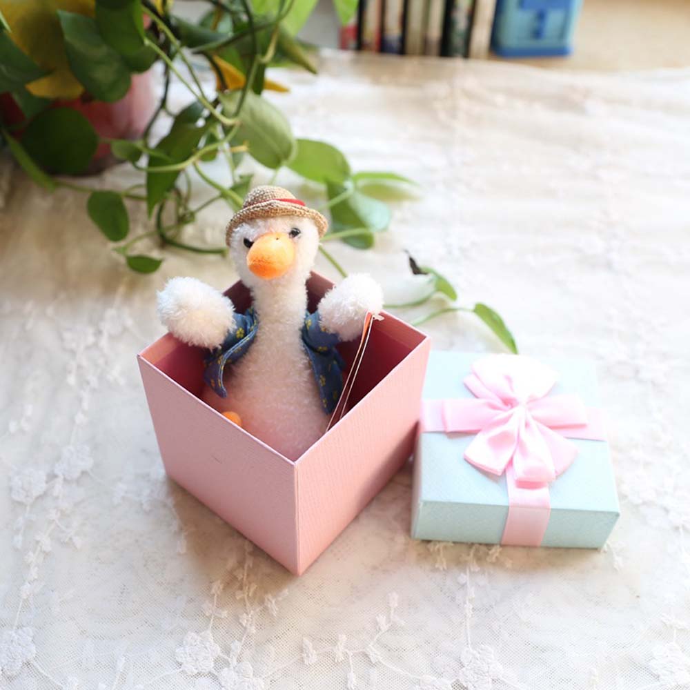 Móc khóa nhồi bông hình chú vịt vàng/trắng dễ thương