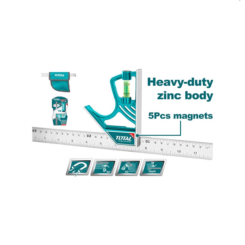 Thước vuông kết hợp cán nhựa 30 cm Total TMT653005
