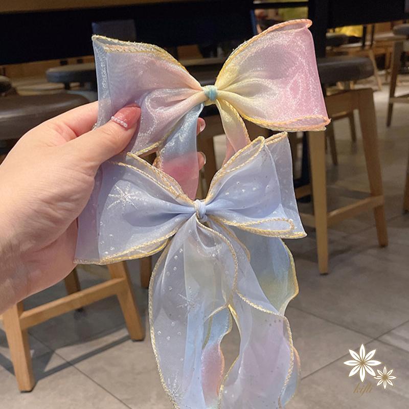 【kifli】Dây Cột Tóc Đính Nơ Ngôi Sao Nhiều Màu Xinh Xắn Cho Bé Gái